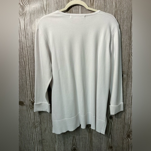 $129 Gretchen Scott White Sneek A Peek Knit Sweater Sz M - Picture 9 of 12